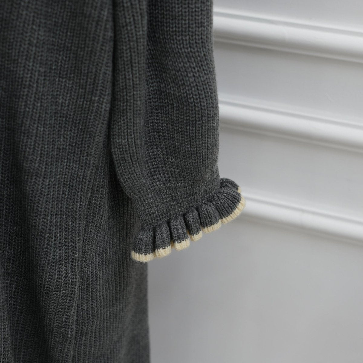 Ribbed Knit Dress with Ruffle Cuffs (MA388)