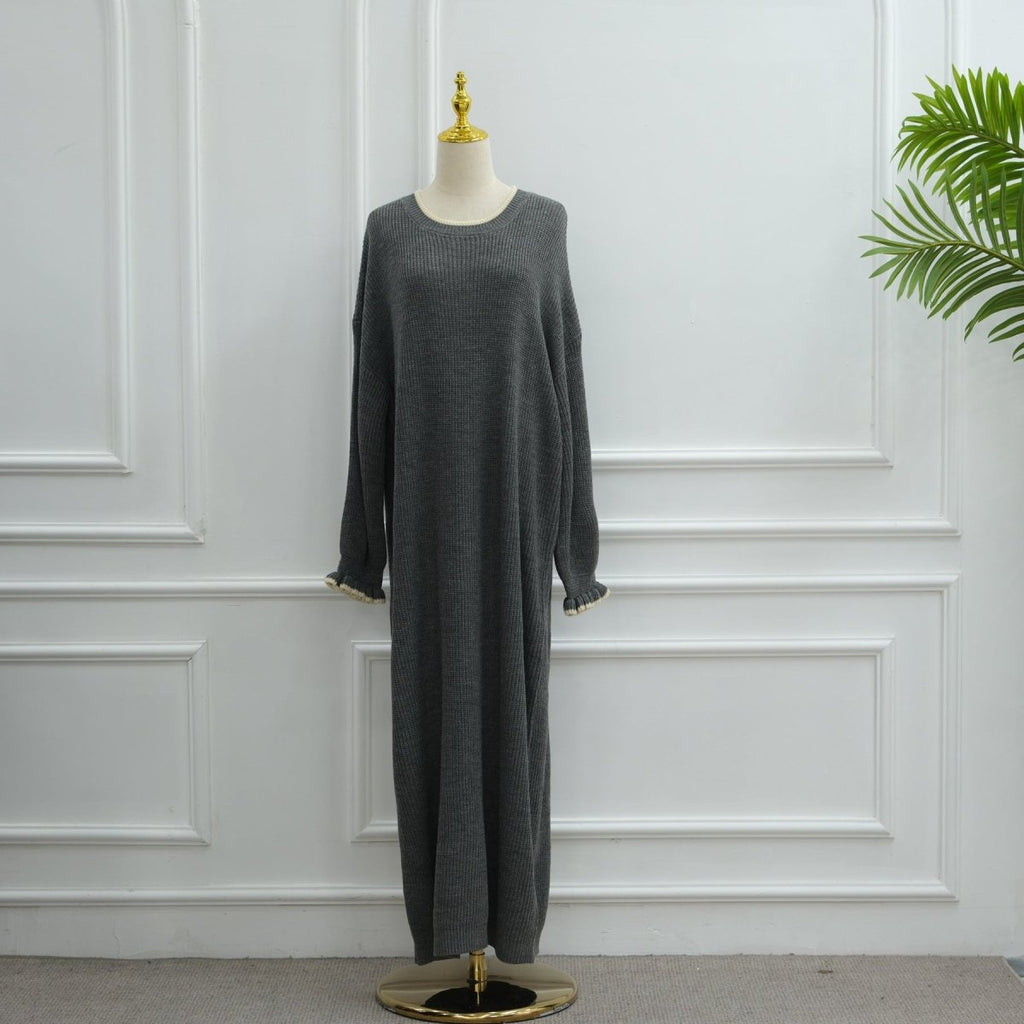 Ribbed Knit Dress with Ruffle Cuffs (MA388)