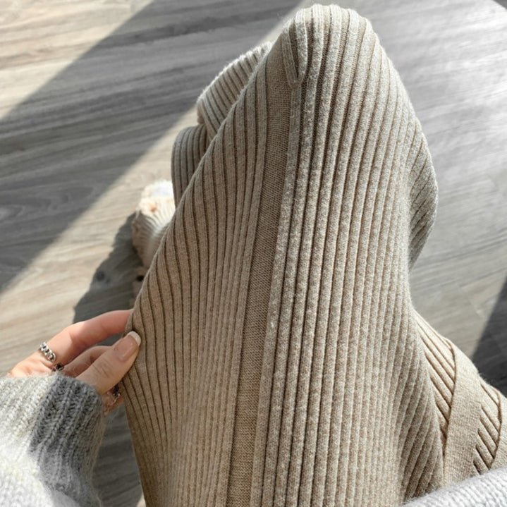 Ribbed Knit Frayed Wide Leg Pants | High Waist Drawstring Flare Pants(MS164)