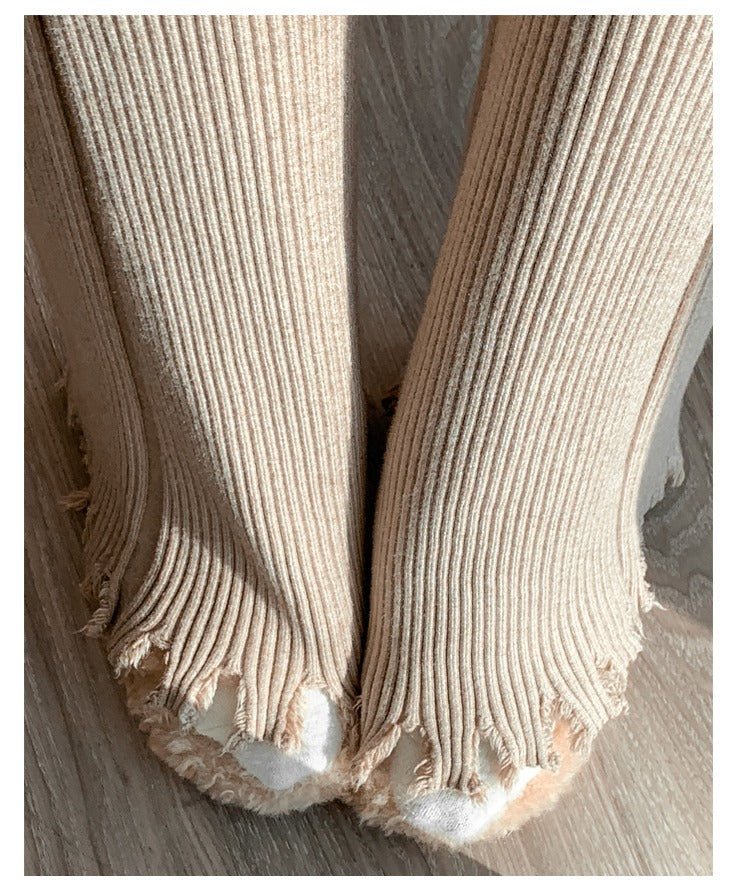Ribbed Knit Frayed Wide Leg Pants | High Waist Drawstring Flare Pants(MS164)