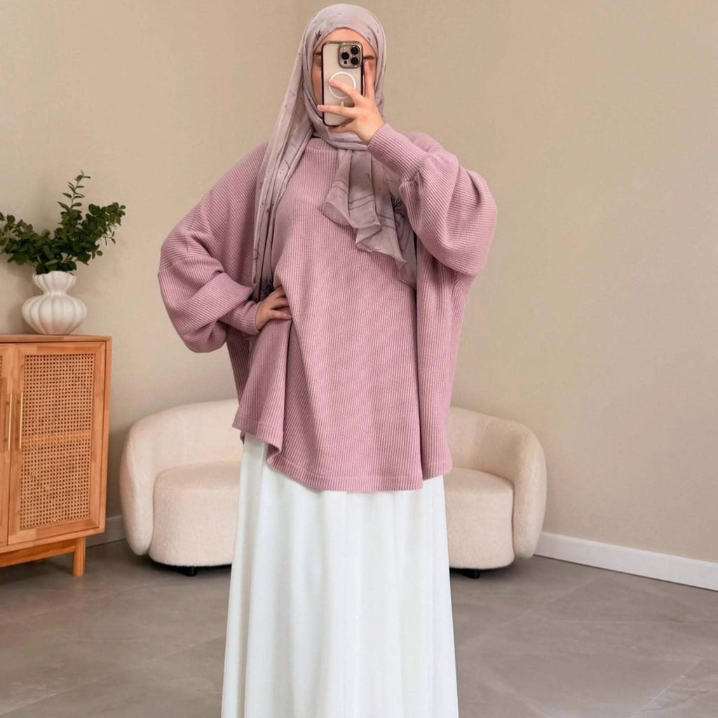 Ribbed Knit Sweater & Maxi Skirt Set | Oversized Pullover Two-Piece(MS224)