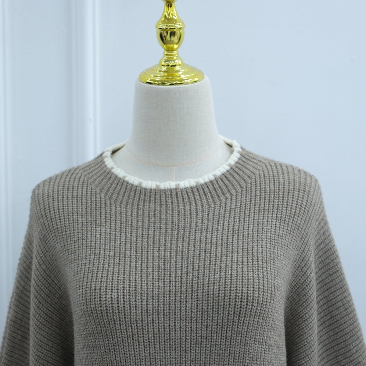 Ribbed Knit Sweater & Skirt Set with Contrast Trim (MS301)