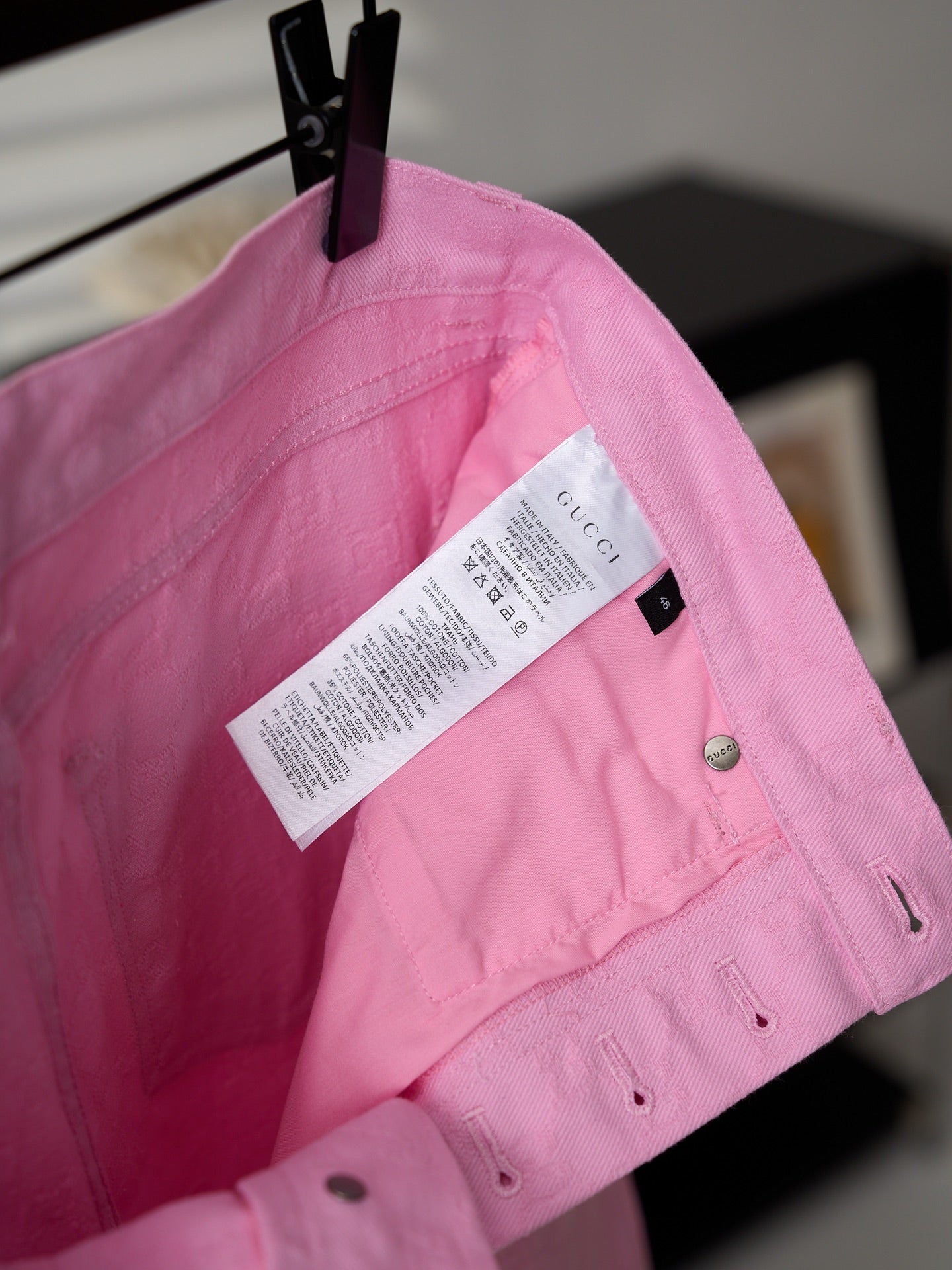 Gucci Pink or White All-over Jacquard Denim Jeans