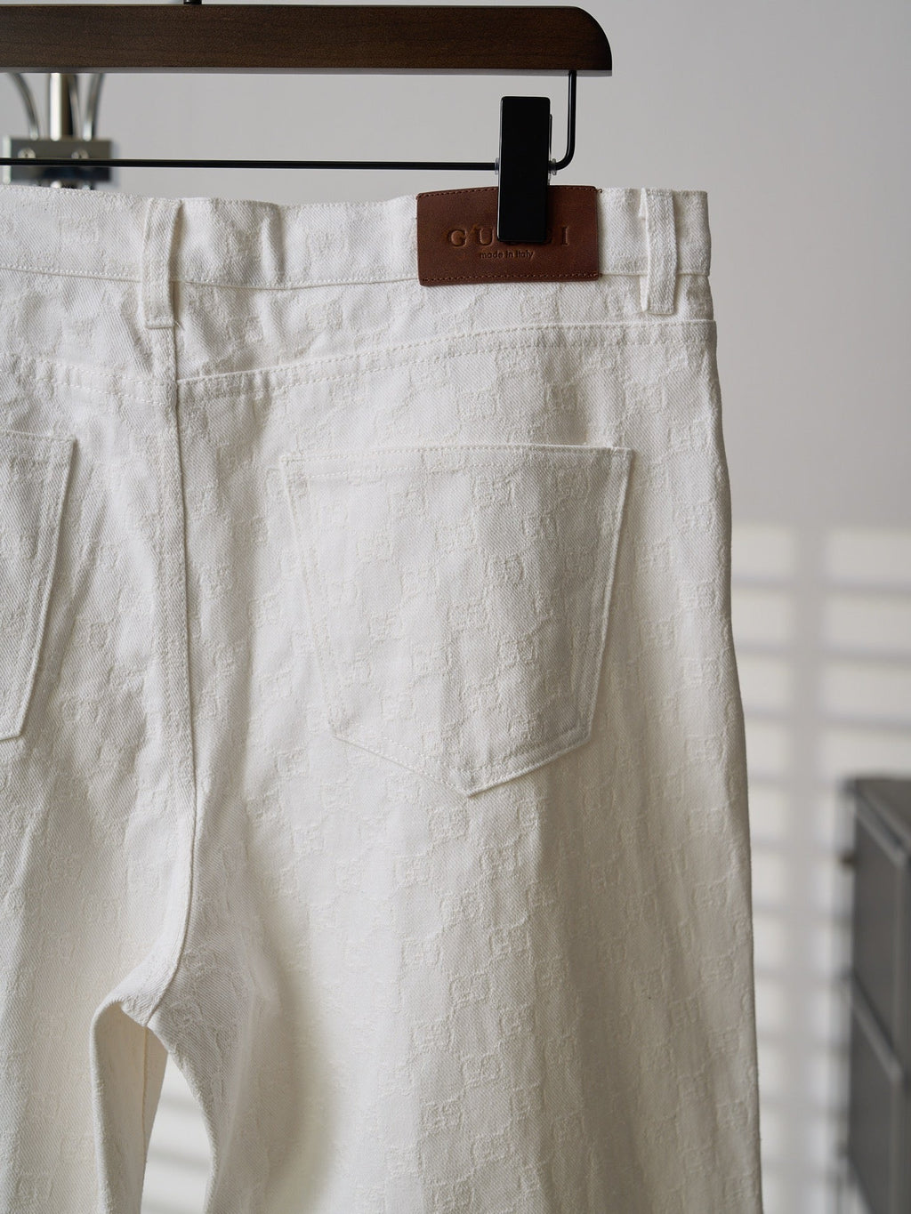 Gucci Pink or White All-over Jacquard Denim Jeans