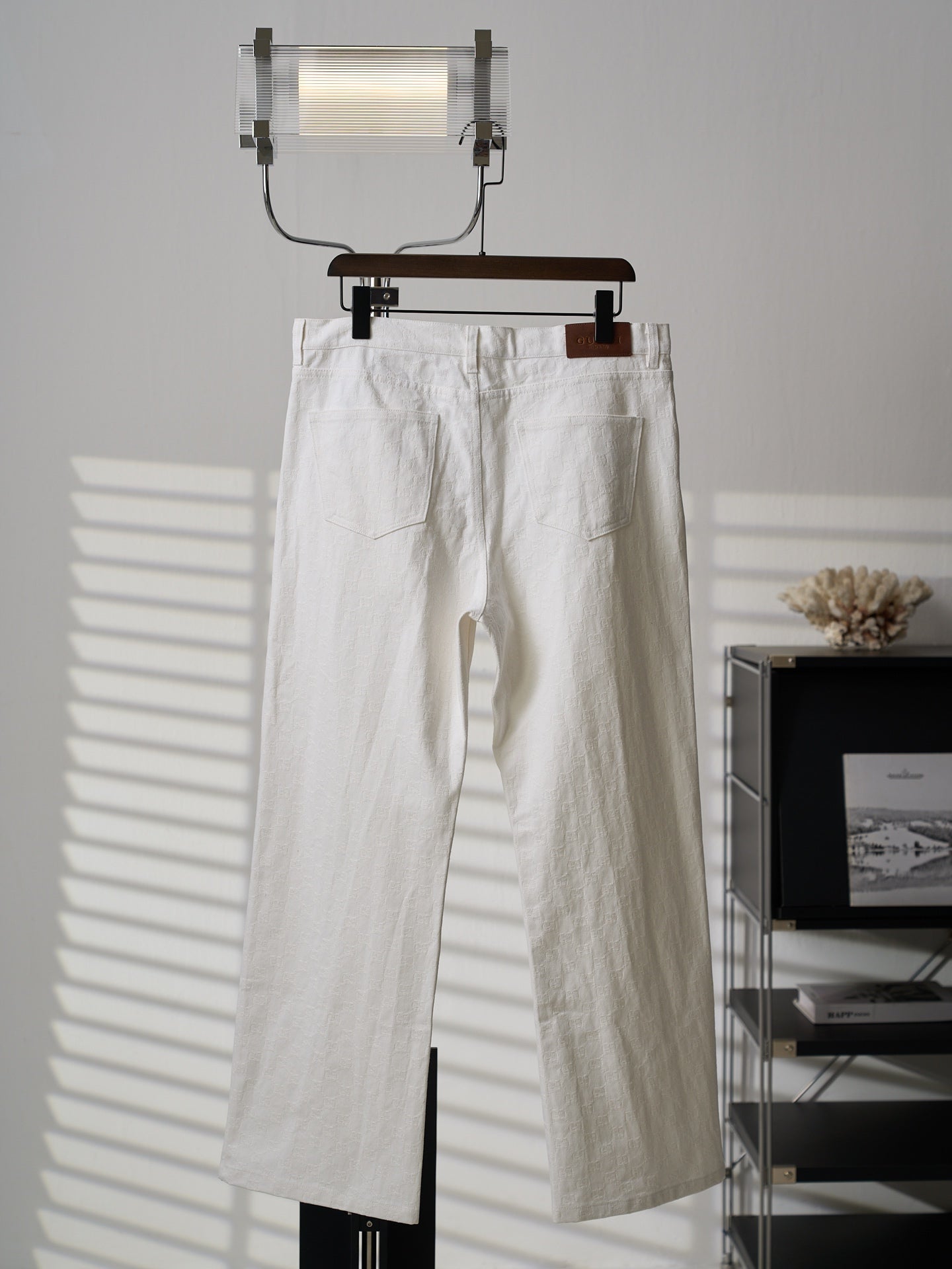 Gucci Pink or White All-over Jacquard Denim Jeans
