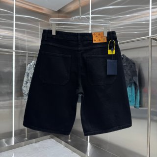 LV Flocked Letter Denim Shorts