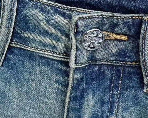 LV Animal Print Slim Fit Straight-Leg Jeans