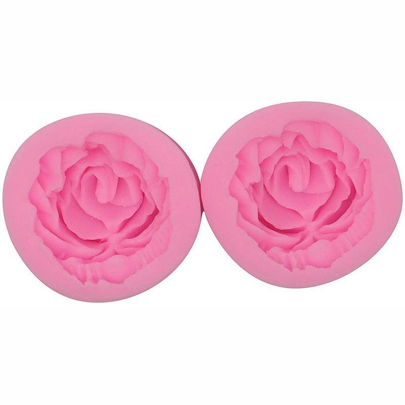 Rose Silicone Cake Mold 3D Flower Fondant Mold Cupcake Jelly Candy Chocolate Decoration Baking Tool Moulds Flower Bloom Rose Shape Silicone Fondant Soap