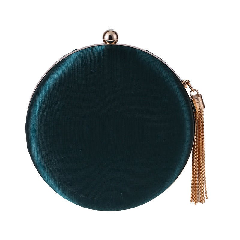 Round Evening Clutch Handbag with Braided Accent (MAC287)