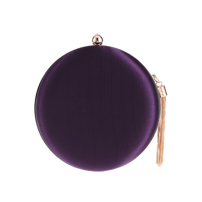 Round Evening Clutch Handbag with Braided Accent (MAC287)