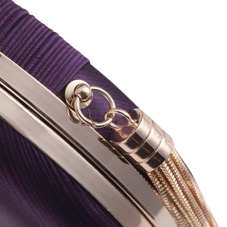 Round Evening Clutch Handbag with Braided Accent (MAC287)