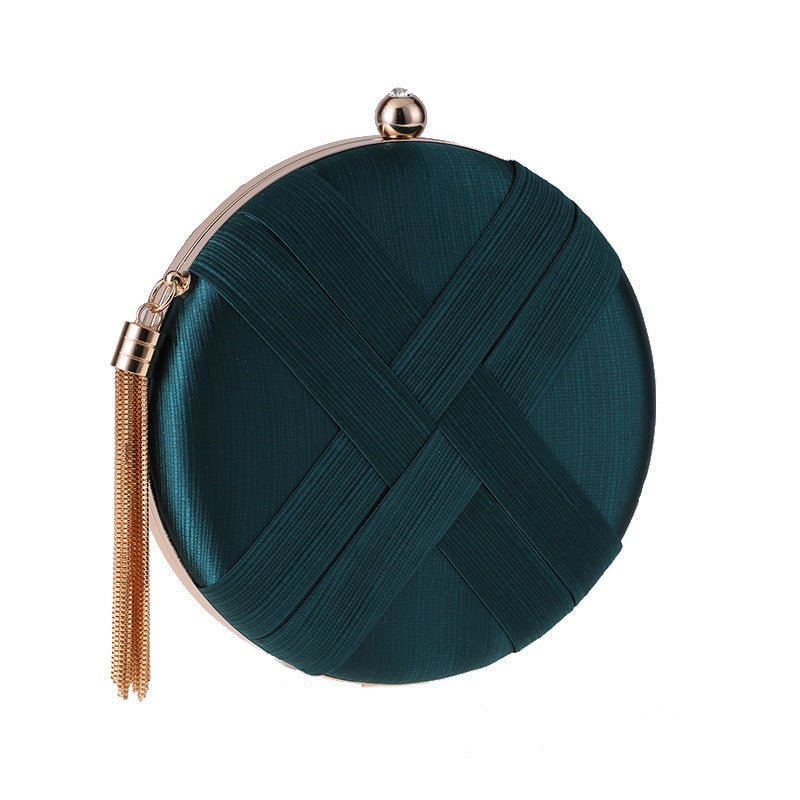Round Evening Clutch Handbag with Braided Accent (MAC287)
