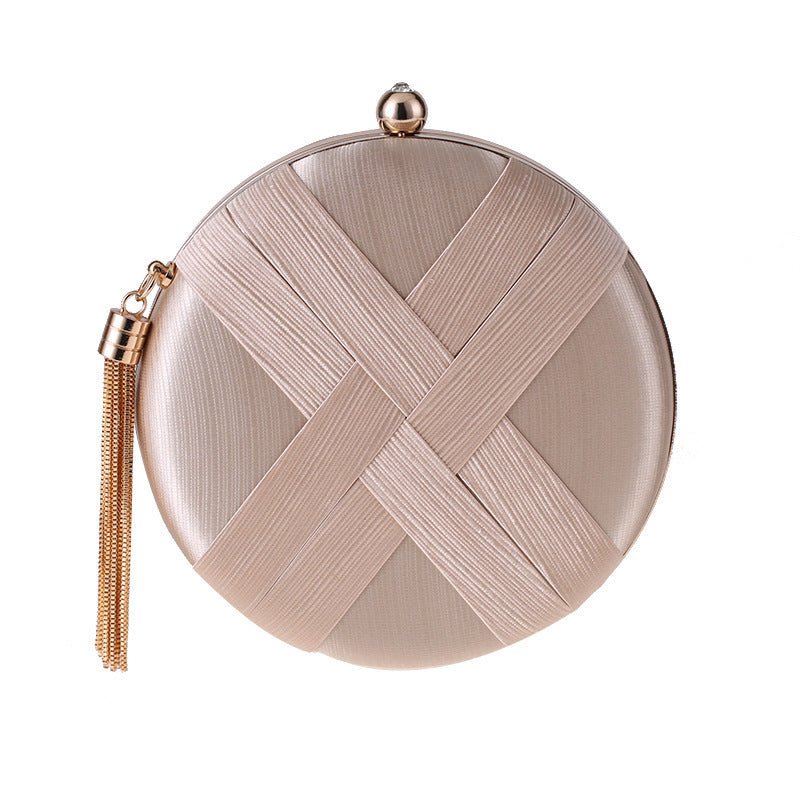 Round Evening Clutch Handbag with Braided Accent (MAC287)