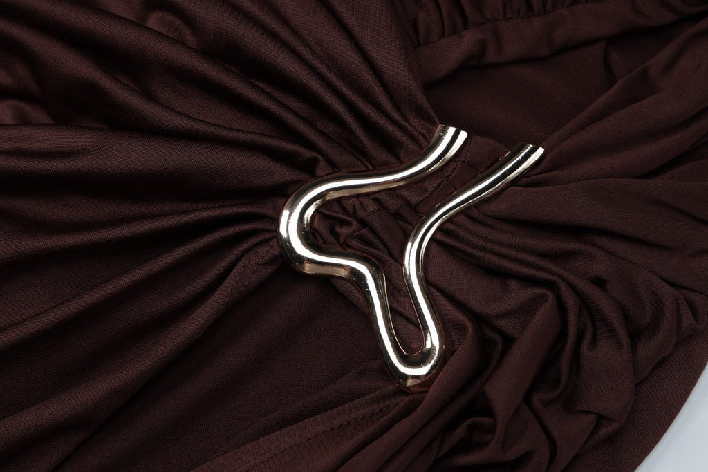 Ruched Bodycon Gown with Metal Hardware(MS233)