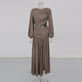 Ruched Dress with Braided Cutout Waist (MS345)