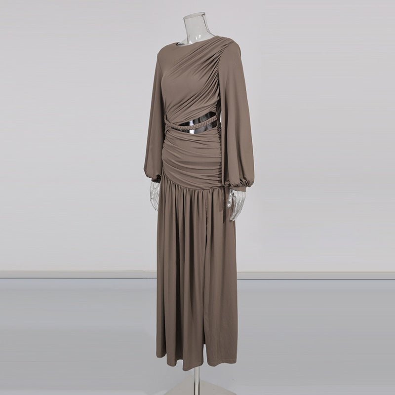 Ruched Dress with Braided Cutout Waist (MS345)