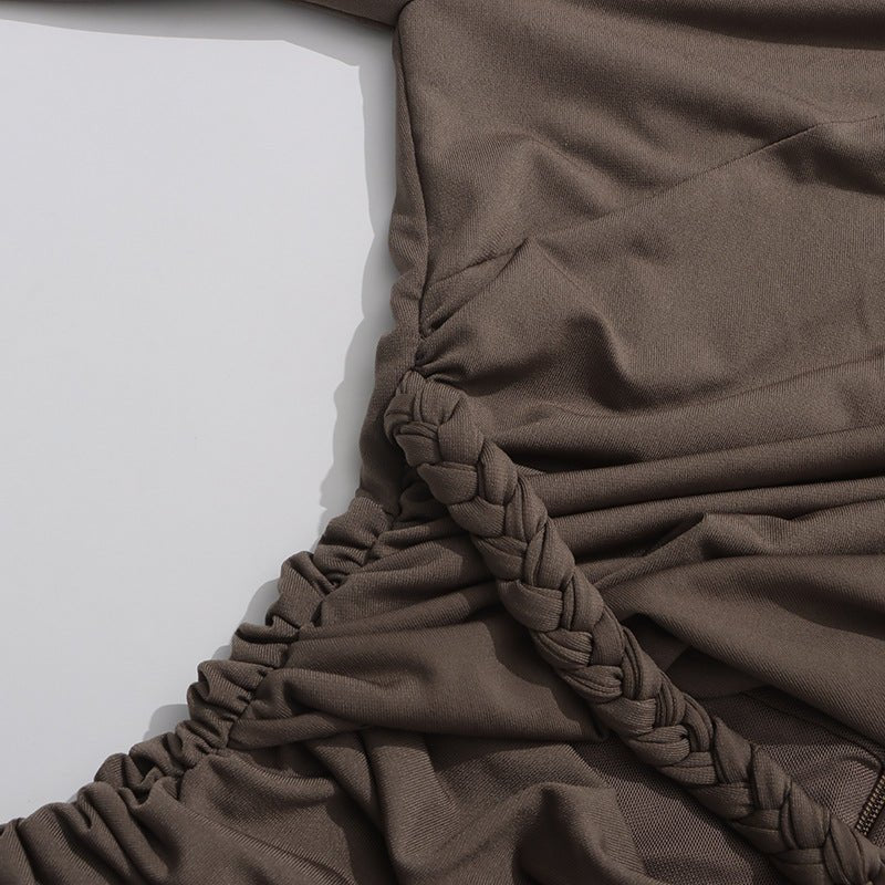 Ruched Dress with Braided Cutout Waist (MS345)