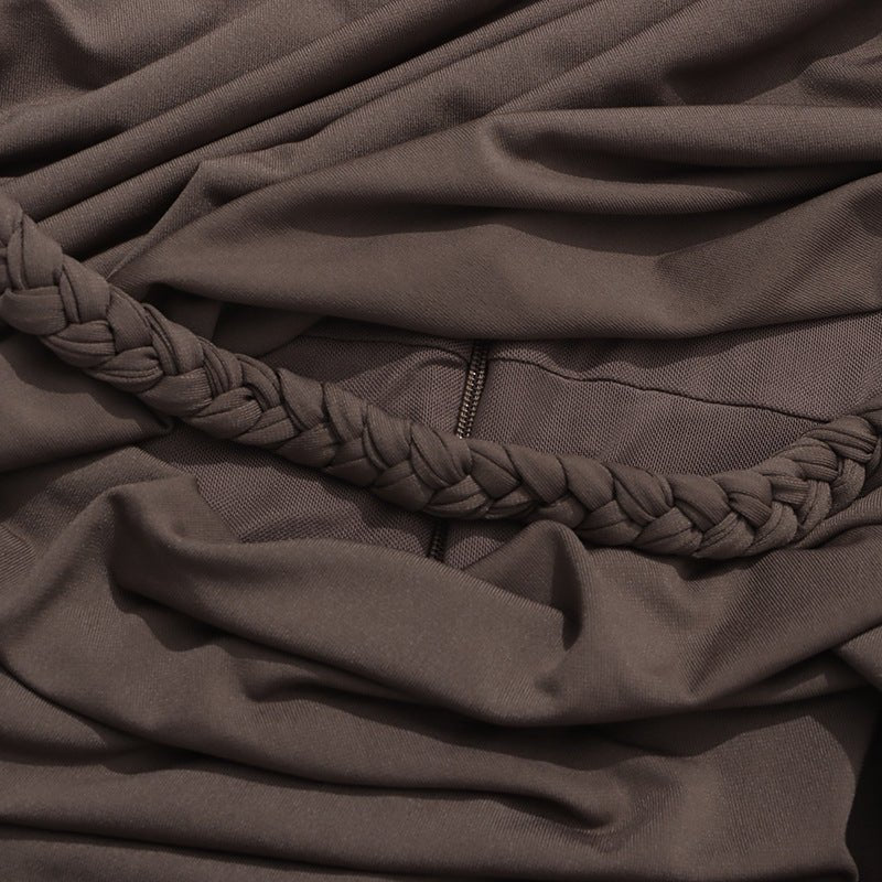 Ruched Dress with Braided Cutout Waist (MS345)