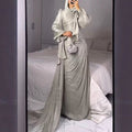 Ruched Evening Dress | Puff Sleeve Bodycon Maxi Dress(MS280)