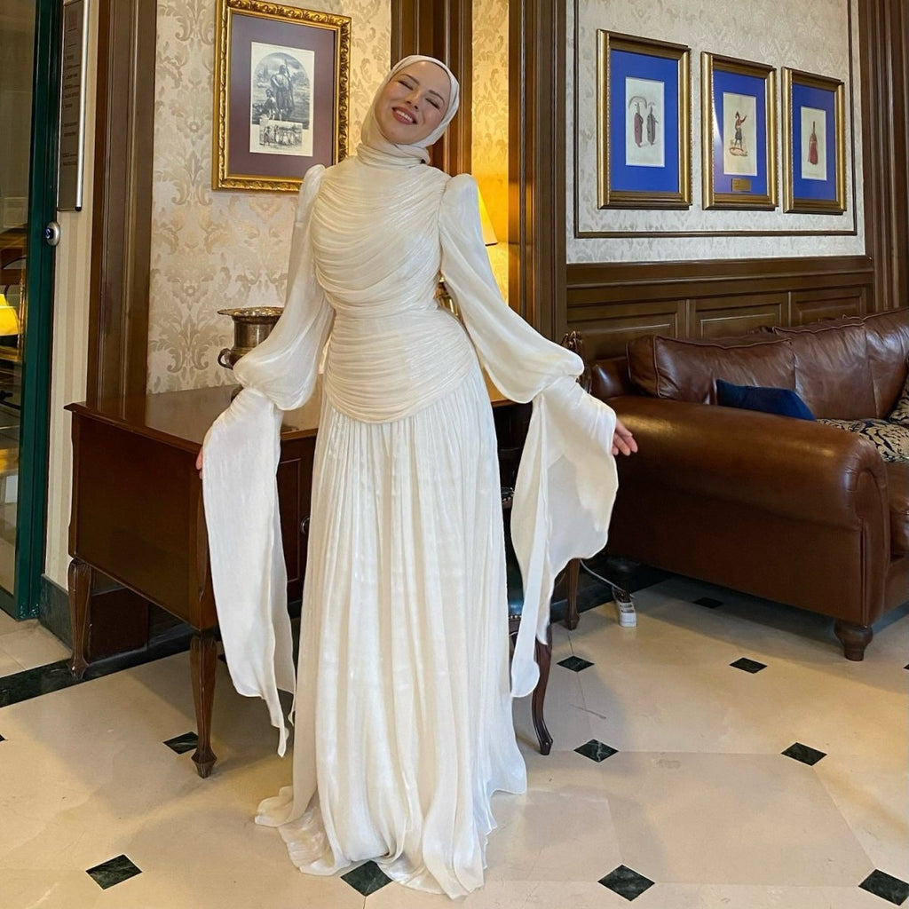 Ruched High Neck Evening Gown(MS221)