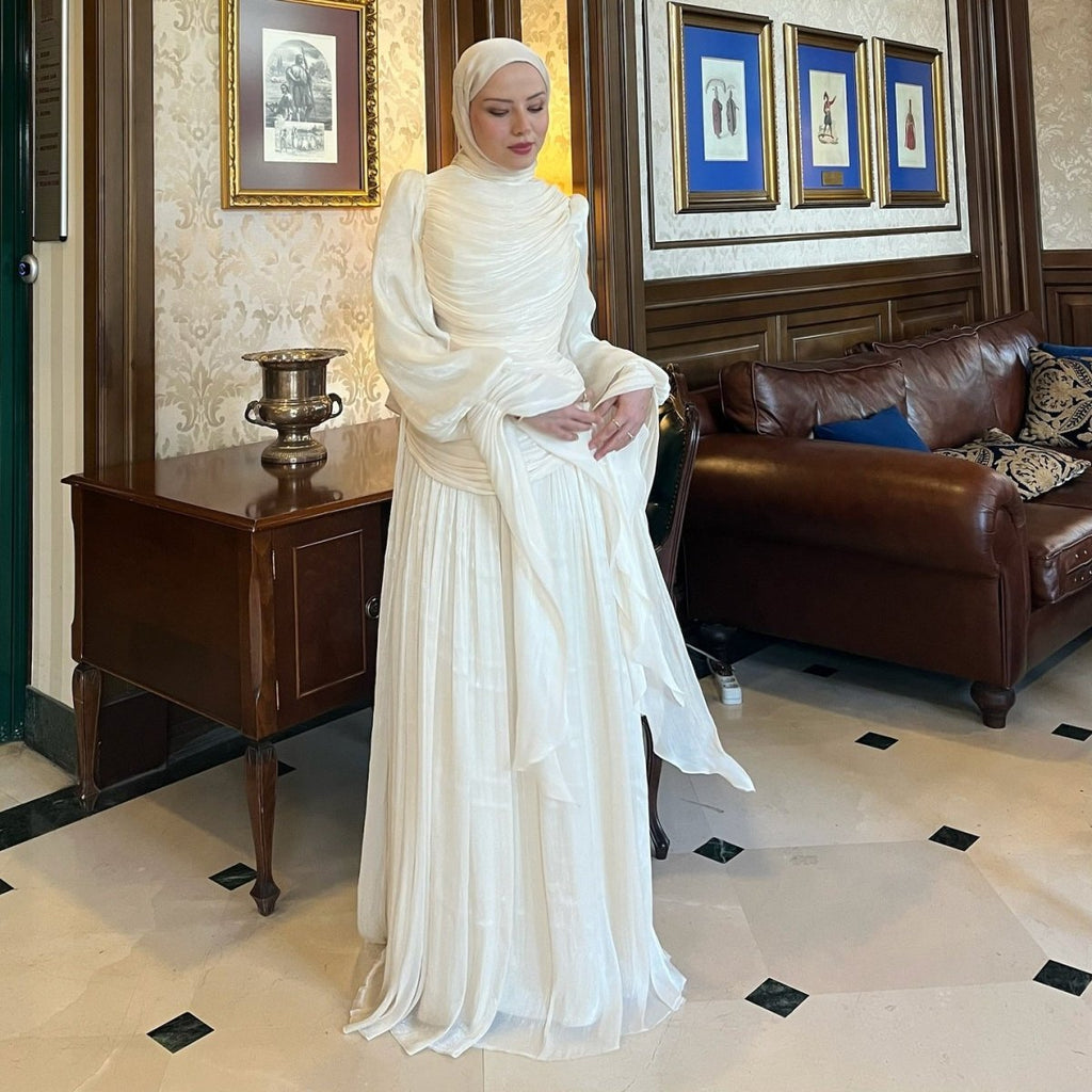 Ruched High Neck Evening Gown(MS221)
