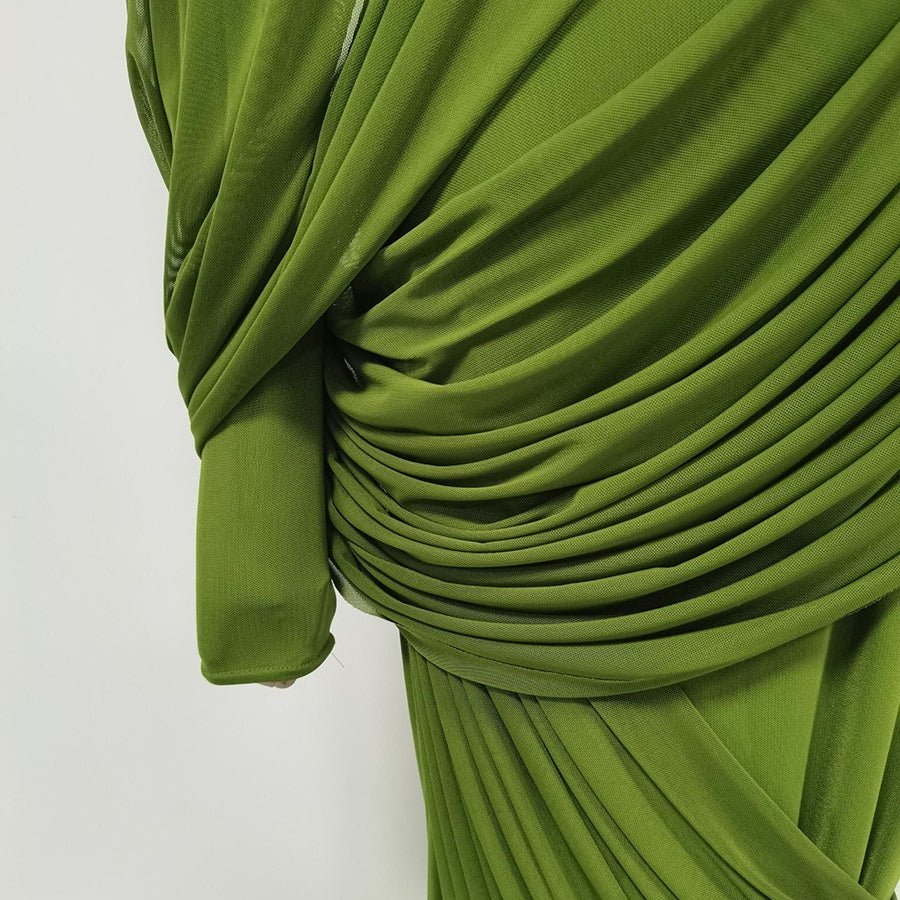 Ruched High Waist Bodycon Maxi Dress(MS355)