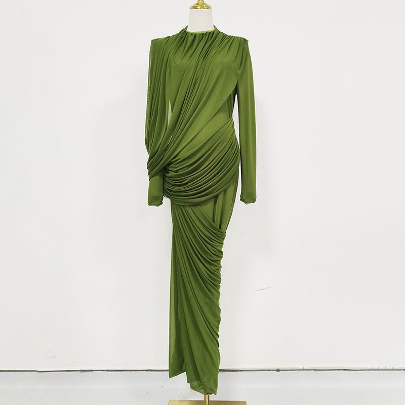 Ruched High Waist Bodycon Maxi Dress(MS355)