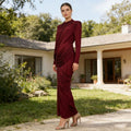 Ruched High Waist Bodycon Maxi Dress(MS355)