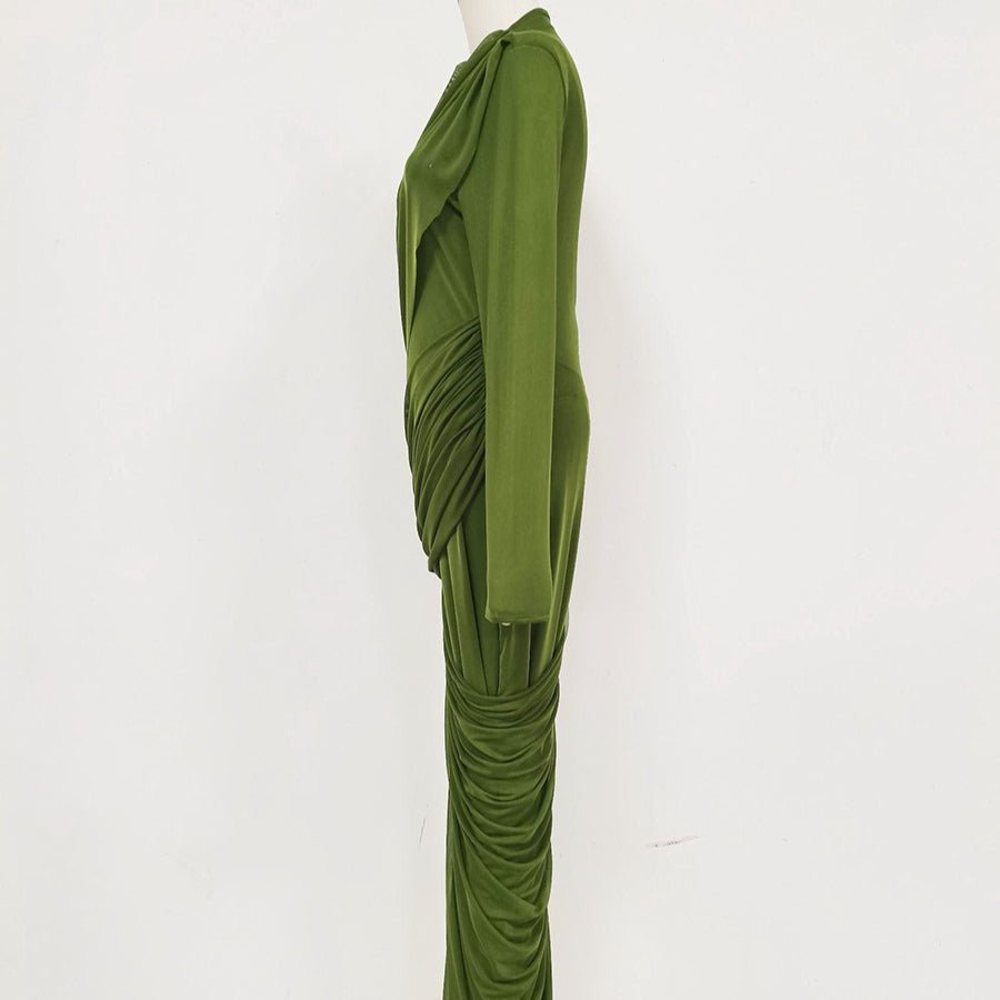 Ruched High Waist Bodycon Maxi Dress(MS355)