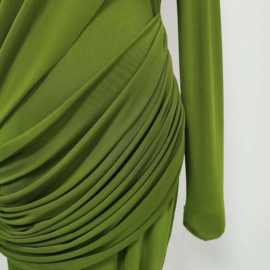 Ruched High Waist Bodycon Maxi Dress(MS355)