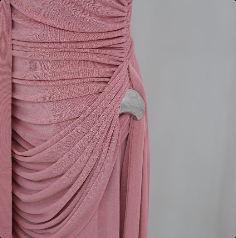 Ruched Maxi Dress with Cape(MS434)