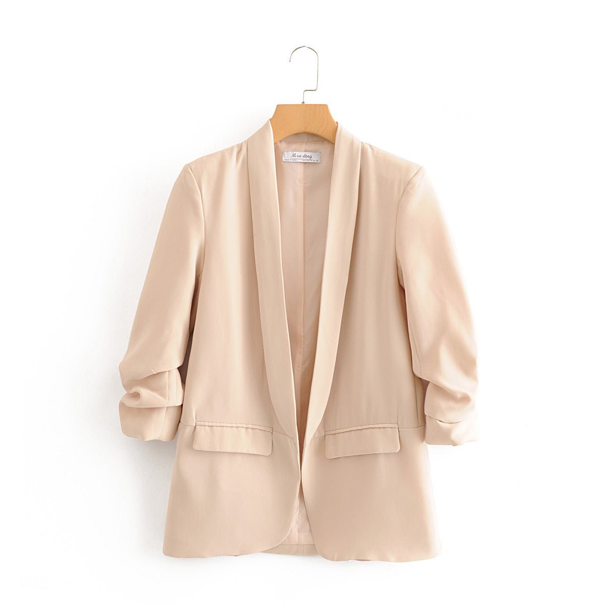 Ruched Sleeve Blazer | Three-Quarter Sleeve Longline Jacket (MS241)
