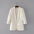 Ruched Sleeve Blazer | Three-Quarter Sleeve Longline Jacket (MS241)