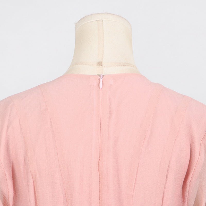 Ruffle Hem Dress with Sheer Sleeves(MS304)