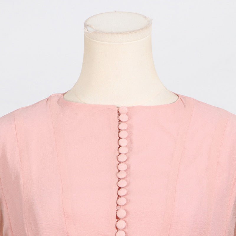 Ruffle Hem Dress with Sheer Sleeves(MS304)