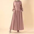 Ruffle Trim Pleated Relaxed Maxi Dress with Waist Tie(MA424)