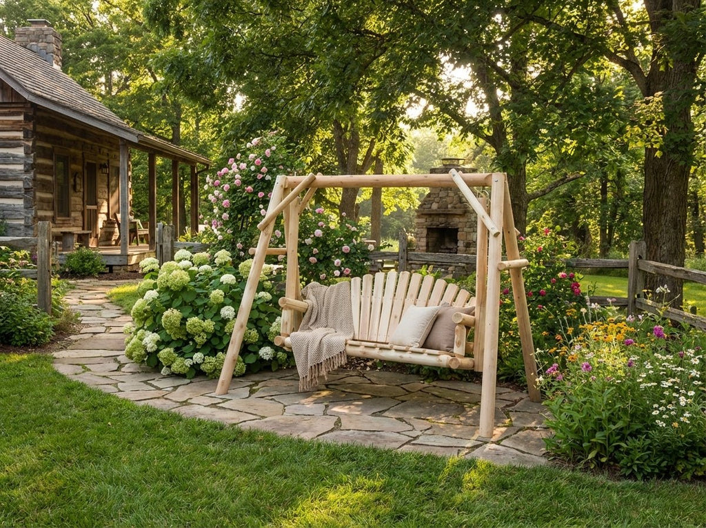 Rustic Log Swing Set