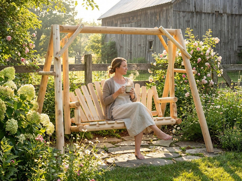 Rustic Log Swing Set