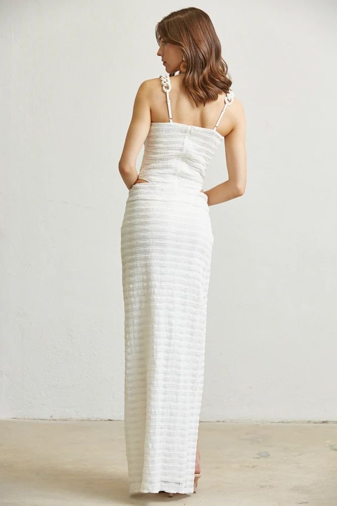 Santorini Chain Strap Textured Knit Bodysuit & Maxi Skirt Set
