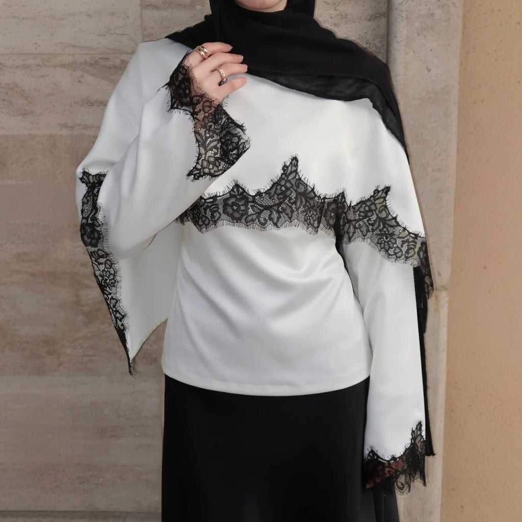 Satin Lace Trim Top(MS433)