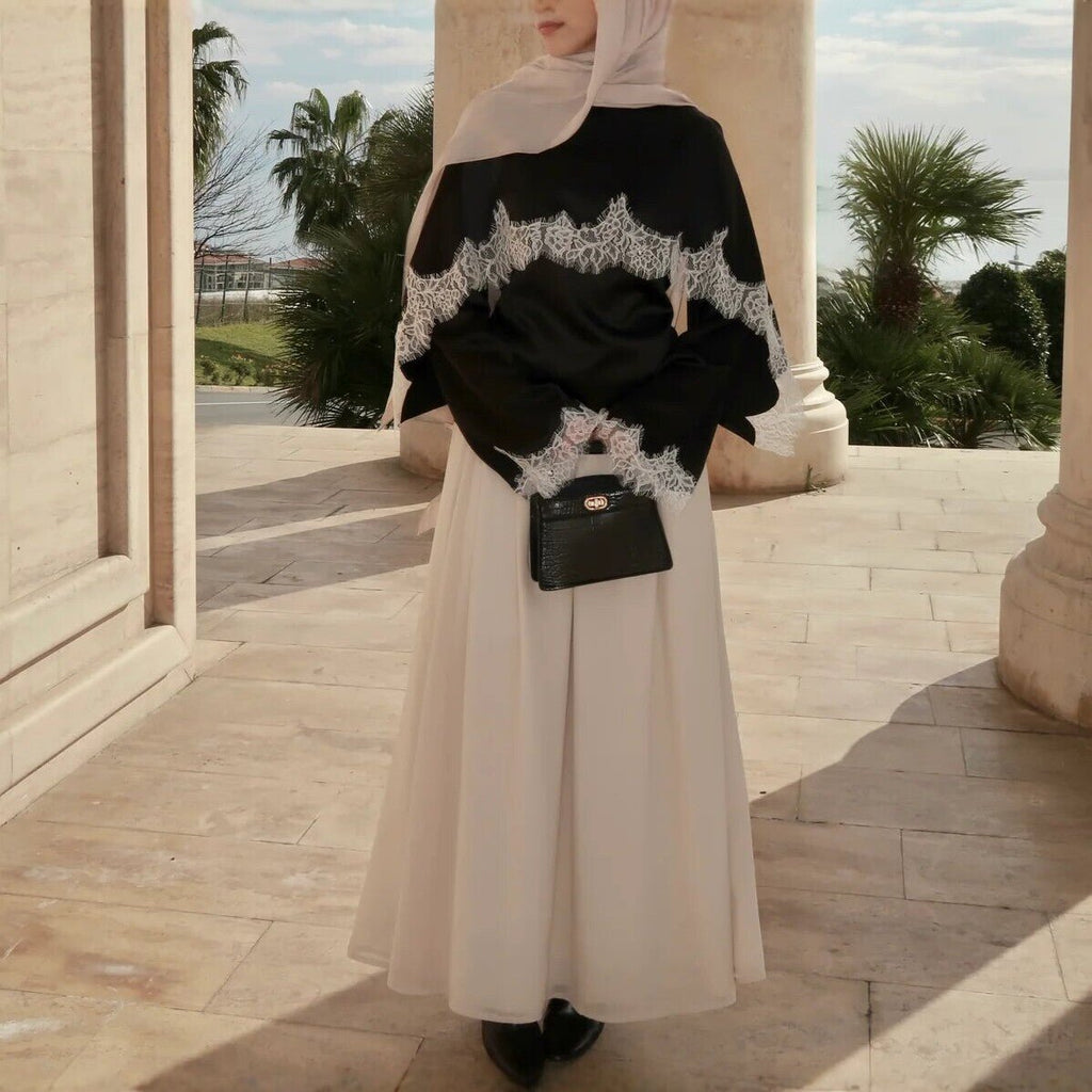 Satin Lace Trim Top(MS433)