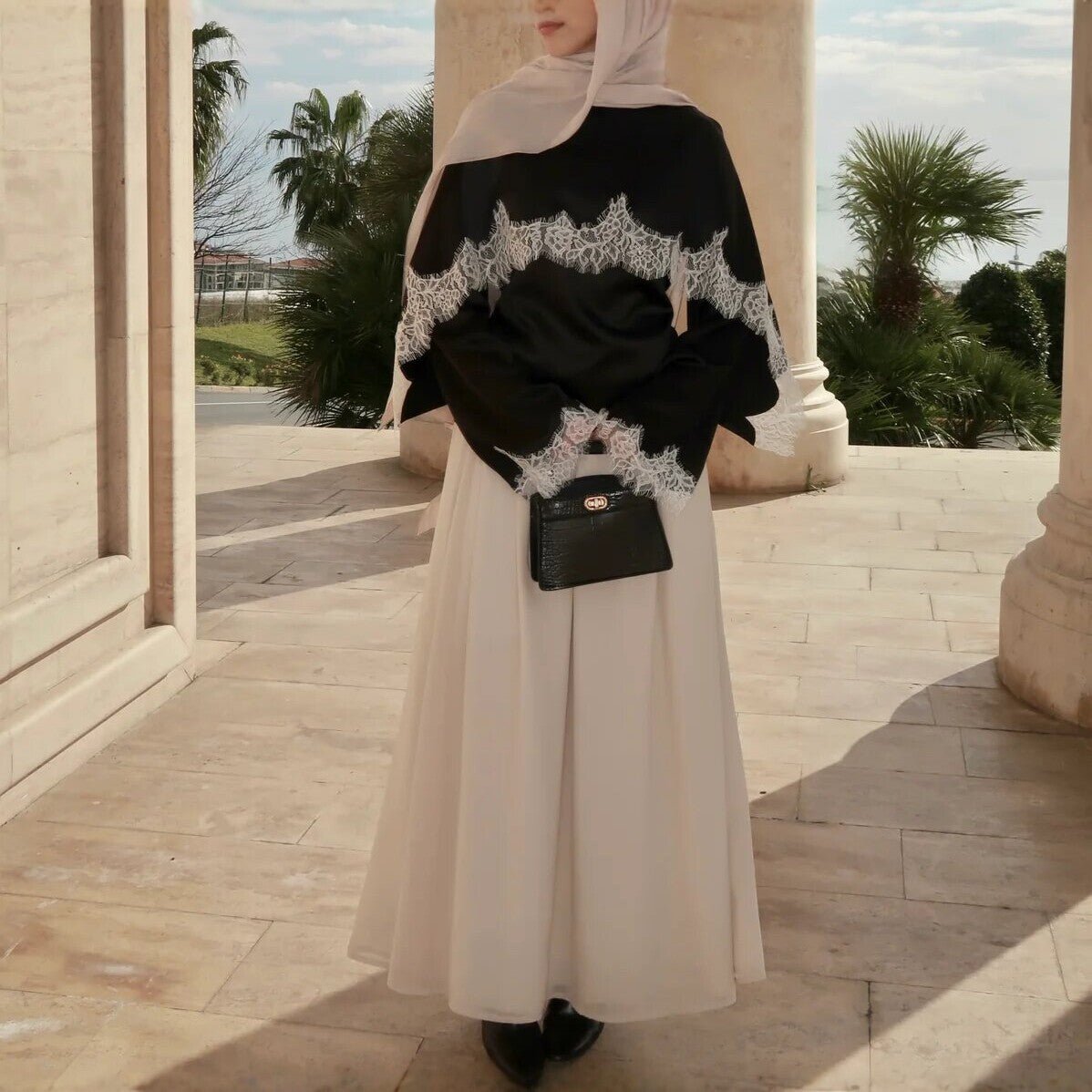 Satin Lace Trim Top(MS433)