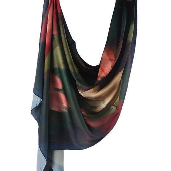 Satin Silk Printed Hijab Scarf | Printed Satin Hijab Scarf (MH217)