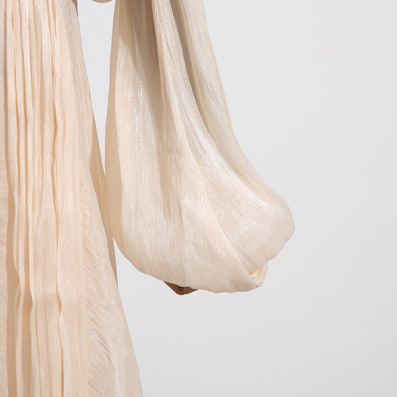 Satin Tie-Neck Blouson Dress(MS354)