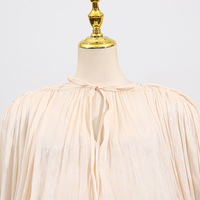 Satin Tie-Neck Blouson Dress(MS354)