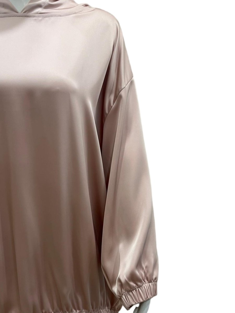 Satin Two-Piece Set with Hooded Top & Maxi Skirt(MS348)