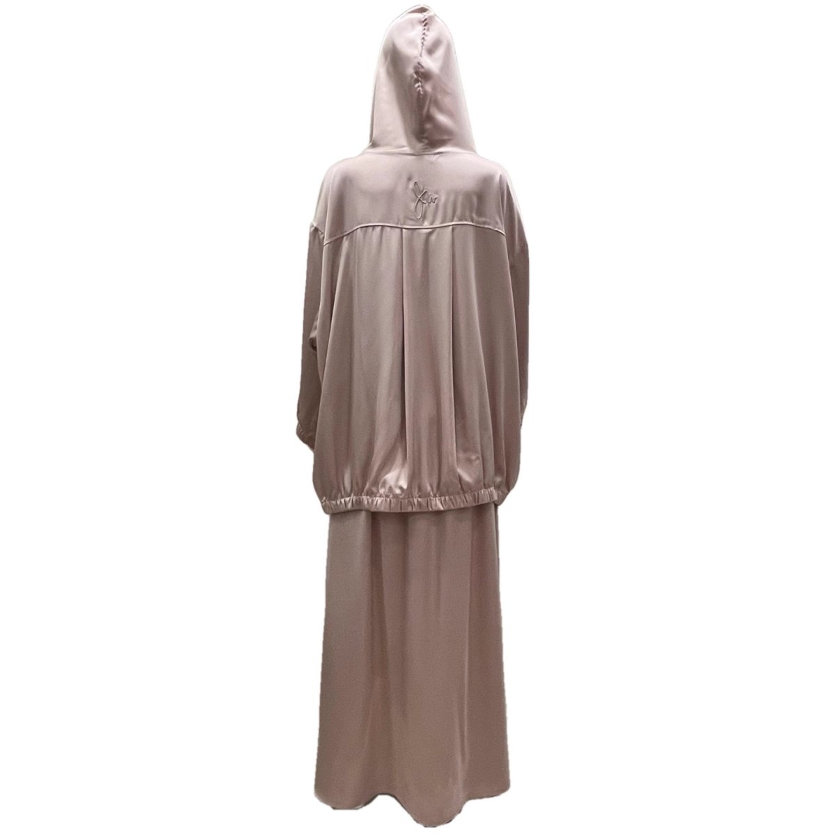 Satin Two-Piece Set with Hooded Top & Maxi Skirt(MS348)