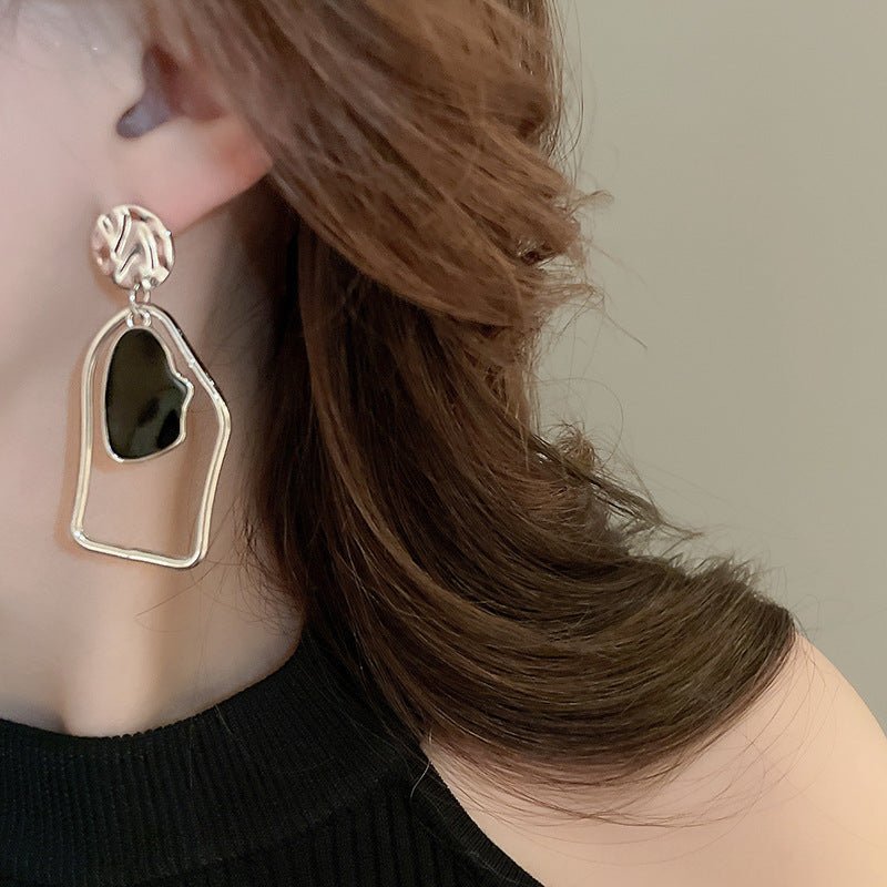 Sculptural Asymmetric Drop Earrings with Abstract Lines (MAC321)