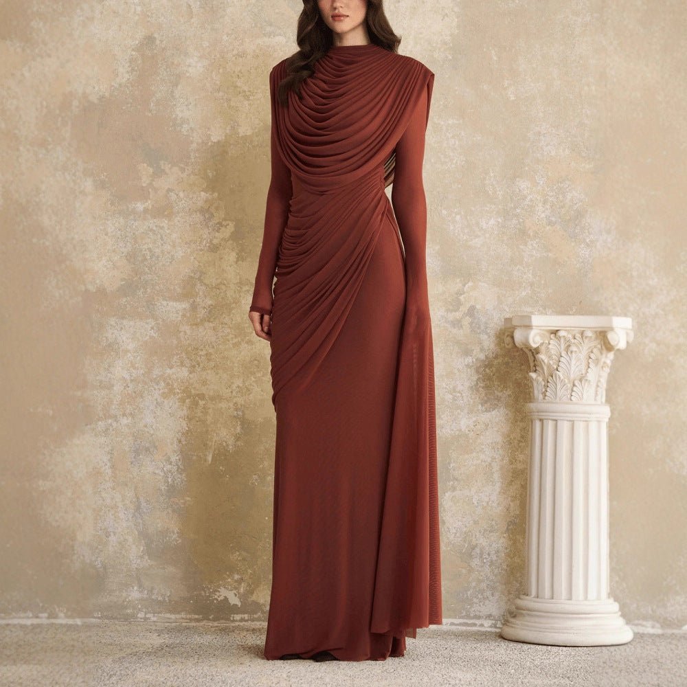Sculptural Pleated Formal Dress(MS325)