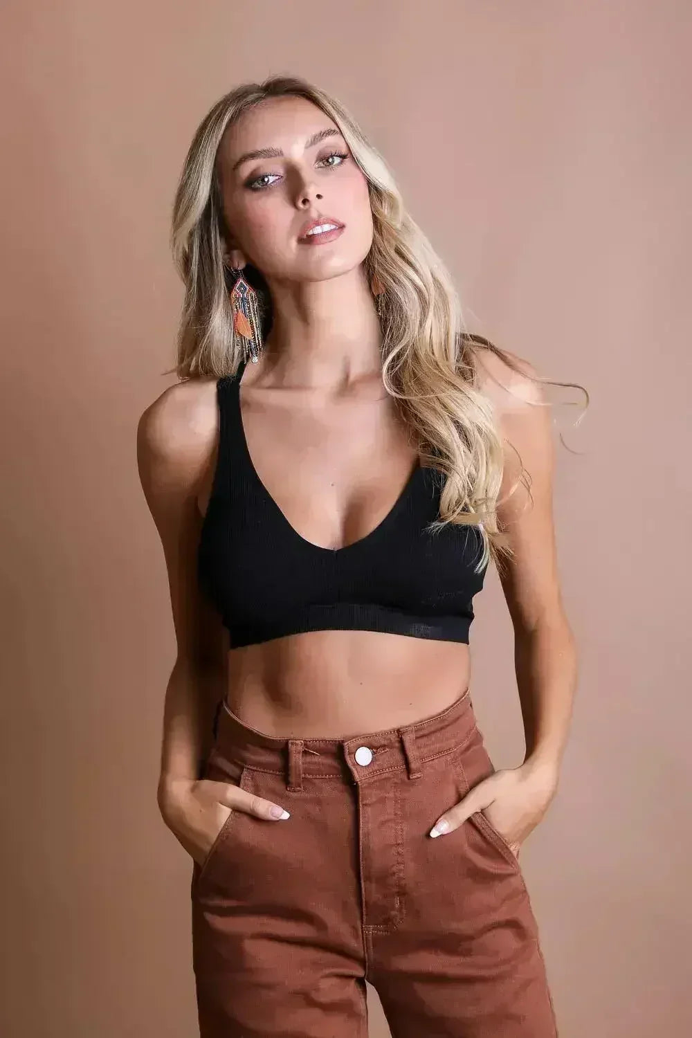 Lacey Racerback Seamless Bralette – Soft Wireless Lace Comfort